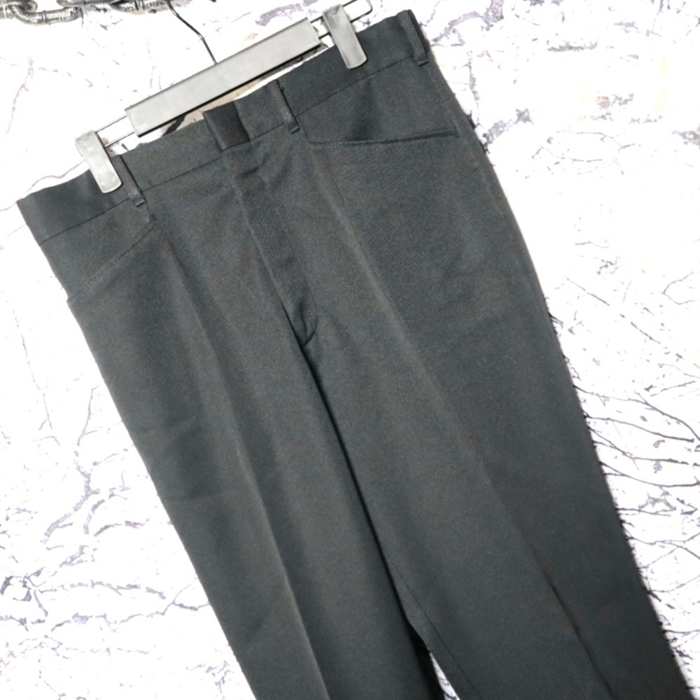 BLACK DRESS PANTS 32x32 Vintage Montgomery Wards Easy Care Work Office Suit 70s